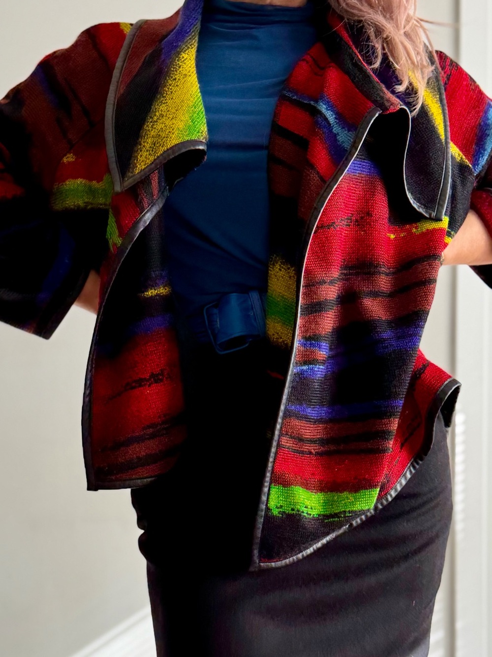 Joseph Ribkoff Multicolour Abstract Knit Cardigan Size 14